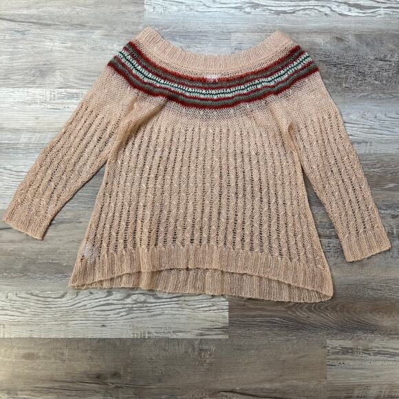 Urban Outfitters Cooperative Mohair Blend Open Knit Sweater Peach L - Picture 3 of 5